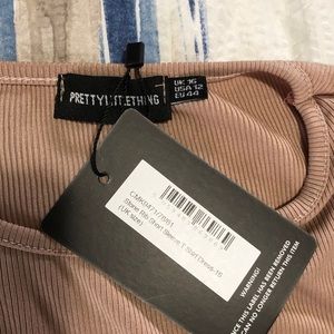 Prettylittlething Stone Rib Long Sleeve Size 8